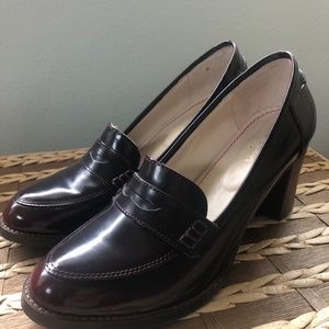 Boden sz 39 8 Womens Patent Leather Penny Loafer Pumps in Burgundy